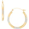 Frankie & Zoe Leaf Textured Hoop Earrings In Gold