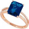 Frankie & Zoe London Blue Topaz & Diamond Ring In Gold