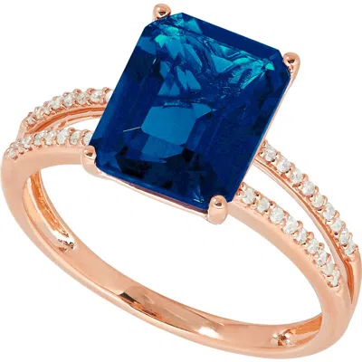 Frankie & Zoe London Blue Topaz & Diamond Ring In Gold