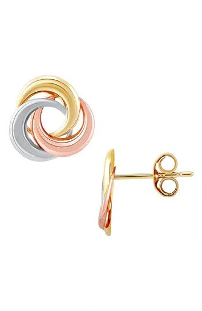 Frankie & Zoe Love Knot Button Stud Earrings In Tri-color