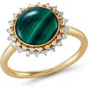 Frankie & Zoe Malachite & Diamond Ring In Gold