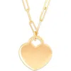 Frankie & Zoe Paper Clip Chain & Heart Pendant Necklace In Gold