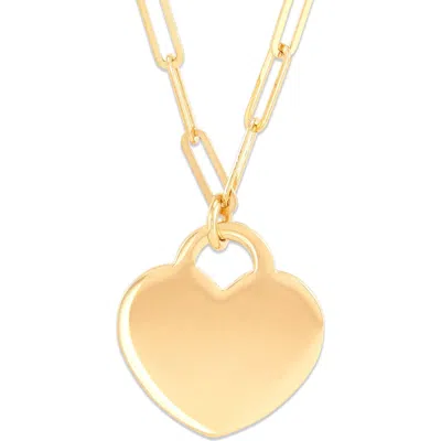 Frankie & Zoe Paper Clip Chain & Heart Pendant Necklace In Gold