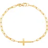 Frankie & Zoe Paper Clip Chain Cross Charm Bracelet In Gold