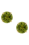 Frankie & Zoe Peridot Solitaire Stud Earrings In Gold