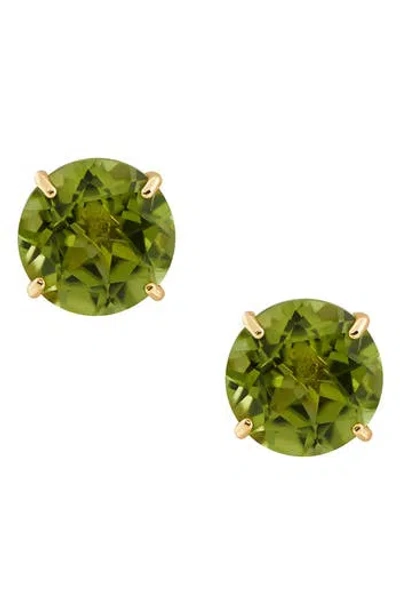 Frankie & Zoe Peridot Solitaire Stud Earrings In Gold