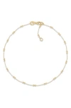 Frankie & Zoe Petite Beaded Station Anklet In Gold