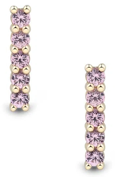 Frankie & Zoe Pink Sapphire Hoop Earrings In Yellow Gold/pink