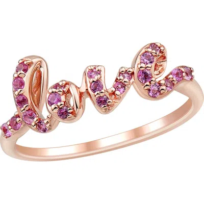 Frankie & Zoe Pink Sapphire Love Ring In Gold