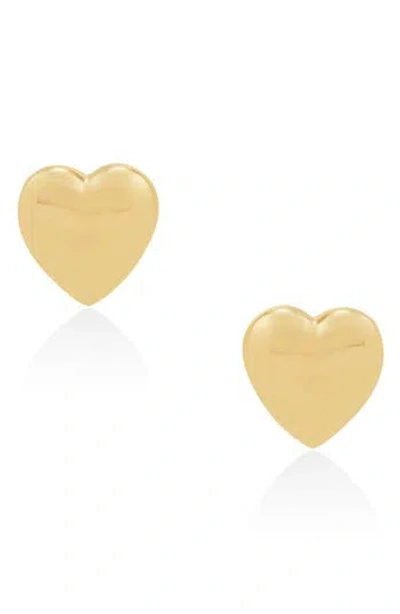 Frankie & Zoe Puffed Heart Stud Earrings In Gold