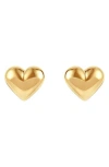 Frankie & Zoe Puffed Heart Stud Earrings In Gold