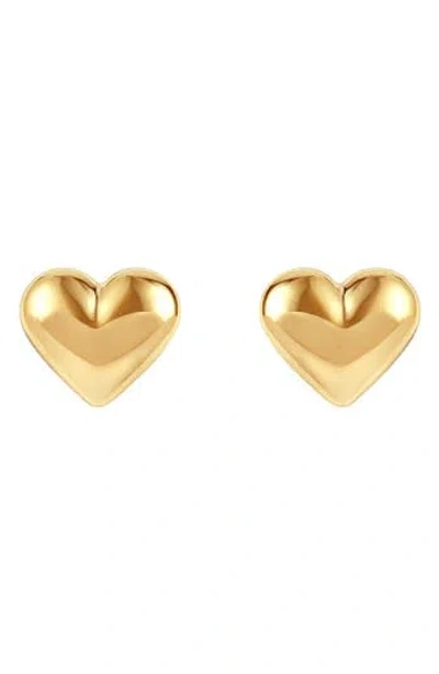 Frankie & Zoe Puffed Heart Stud Earrings In Gold