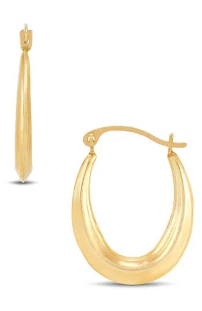 Frankie & Zoe Ribbed Oval Hoop Earrings In Gold