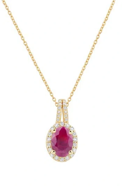 Frankie & Zoe Ruby & Diamond Pendant Necklace In Gold