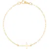 Frankie & Zoe Side Cross Paper Clip Bracelet In Gold
