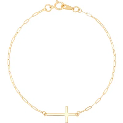 Frankie & Zoe Side Cross Paper Clip Bracelet In Gold