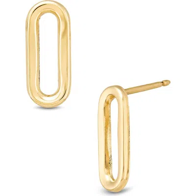 Frankie & Zoe Small Paper Clip Stud Earrings In Gold