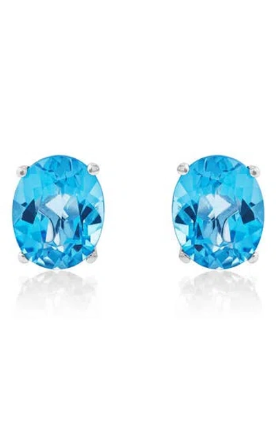 Frankie & Zoe Swiss Blue Topaz Stud Earrings In Silver