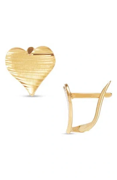 Frankie & Zoe Textured Heart Stud Earrings In Gold