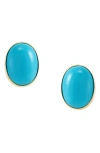 Frankie & Zoe Turquoise Button Stud Earrings In Gold