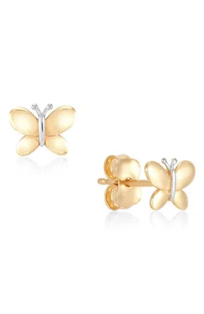 Frankie & Zoe Two-tone Butterfly Stud Earrings