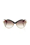 Frankie Morello Chic Butterfly-shaped Sunglasses In Glossy Women's In Black