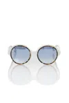 FRANKIE MORELLO CHIC ROUND SUNGLASSES WITH TURTLE WOMEN'S ACCENTS