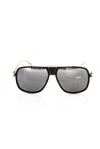 Frankie Morello Black Metallic Fibre Sunglasses In Black