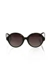 Frankie Morello Elegant Turtle Pattern Round Women's Sunglasses In Brown
