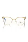 Frankie Morello Geometric Pattern Clubmaster Women's Eyeglasses In Gold