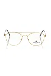 Frankie Morello Aviator Style Metallic Frameeyeglasses In Transparent