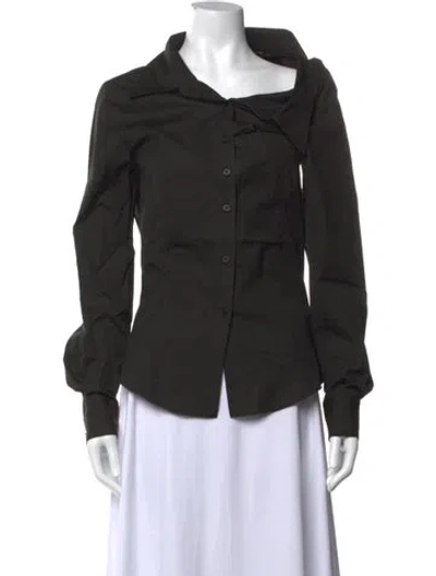 Pre-owned Frankie Morello Long Sleeve Button-up Top In Black