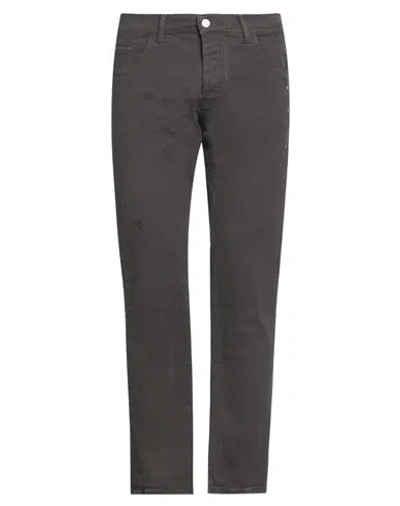 Frankie Morello Man Jeans Dark Brown Size 34 Cotton, Elastane