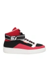 Frankie Morello Man Sneakers Red Size 8 Leather, Textile Fibers In Red