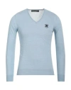 Frankie Morello Man Sweater Sky Blue Size S Viscose, Polyamide