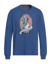 Frankie Morello Man T-shirt Blue Size L Cotton In Blue