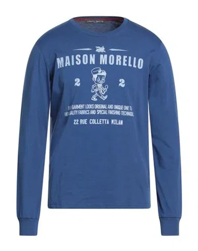 Frankie Morello Man T-shirt Blue Size M Cotton