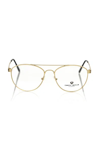 Frankie Morello Metallic Men's Frame Aviator Men's Eyeglasses In Gold