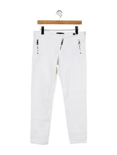 Pre-owned Frankie Morello Mid-rise Skinny Leg Jeans In White