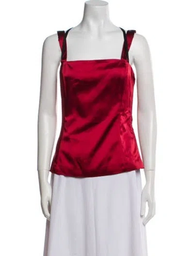 Pre-owned Frankie Morello Square Neckline Sleeveless Top In Red