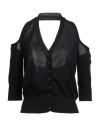 Frankie Morello Woman Cardigan Black Size S Cotton