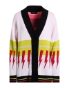 Frankie Morello Woman Cardigan White Size Xs Cotton, Acetate In Multi