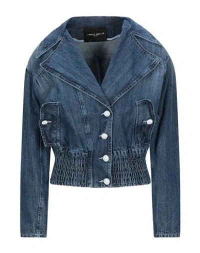 Frankie Morello Woman Denim Outerwear Blue Size 4 Cotton