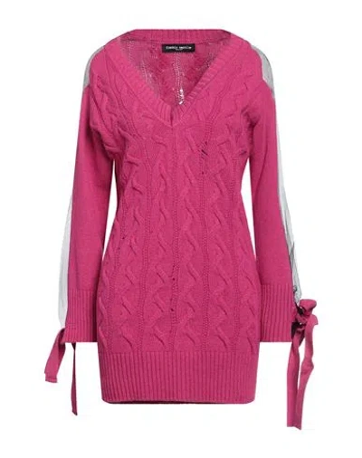 Frankie Morello Woman Mini Dress Fuchsia Size Xs Wool, Polyamide, Polyester In Pink