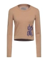 Frankie Morello Woman Sweater Camel Size M Wool, Cashmere, Viscose In Beige