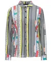 Frankie Morello Women's Long Sleeve Blouse In White In Multi