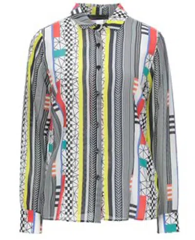 Frankie Morello Women's Long Sleeve Blouse In White In Multi