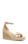 Frankie4 Baker Ankle Strap Espadrille Platform Wedge Sandal In Gold Tumbled