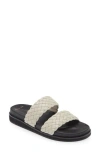 Frankie4 Malone Weave Slide Sandal In Bone/black Weave