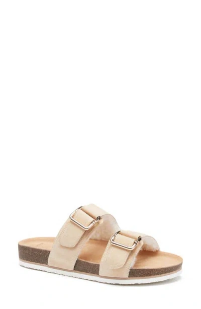 Frankie4 Nico Genuine Shearling Sandal In Sandshell/shearling